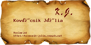 Kovácsik Júlia névjegykártya