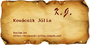 Kovácsik Júlia névjegykártya